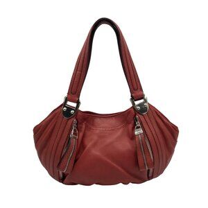 B. Makowsky Red Leather Shoulder Bag
